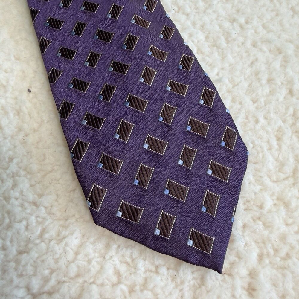 Joseph by Jos. A. Bank 100% Silk Jacquard Tie Purple Geometric $79.50